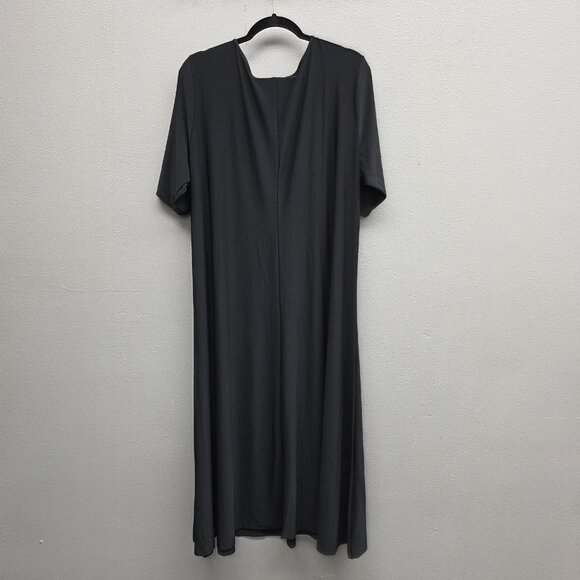 Attitudes by Renee Dress Womens 2X Gray V Neck Short Sleeve Swing Maxi Plus - Picture 4 of 10